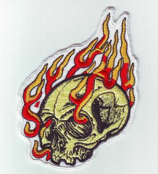 Patch FP0194 "Totenkopf in Flammen"